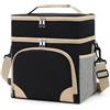 FYting Borsa Termica Porta Pranzo,16L Borsa Porta Pranzo Frigo,2 Strati di Scomparti di Conservazione, Isolamento/Conservazione, per Frutta, Bevande, Il Pranzo, Ombrelli, per Picnic (Nero)