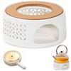 PORFOYO Fornellino per Teiera Ceramica: Scalda Teiera con Tappetino Termico Base e Portacandela per Teiera Cava Design Intagliato Fornelli da Tè per Conservazione del Calore di Tè e Caffè (Bianca)