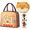 GVMJHYK Capybara Borsa Per Il Pranzo E Bambini Con Bottiglia d'acqua di paglia Capybara e Porta Pranzo,Set Da Pranzo Per La Scuola,Borsa Termica Lunch Bag Al Sacco Cartoni Animati (Capybara 6)