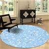 Generico Tappeto Rotondo Lavabile in Lavatrice 120 cm Azzurro Chiaro Piante Fiori Foglie, Tappeto Stampato Pelo Corto Antipelo Minimalista - Moquette Antiscivolo per Soggiorno Camera da Letto Corridoio Ufficio