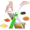 10ELED Affettaverdure Manuale Mandolina per Verdure Multifunzione, Grattugia da Cucina in Acciaio Inox, 41 x 21 x 11 cm, Bianco e Verde