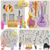 MYPRACS Set di 4 stampi in silicone per fondente con note musicali, decorazione per torte, cupcakes, argilla polimerica, caramello, cioccolato, gomma da masticare