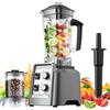 Teendow Frullatore da tavolo, 1800 W, frullatore da tavolo con contenitore da 2,0 litri + macinacaffè da 600 ml, adatto per tritare ghiaccio e frutta congelata, senza BPA (argento)