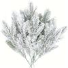 Homefurnishmall Rami di pino artificiale innevato, per riempire l'albero di Natale, rami di pino floccato, steli di fogliame di Natale (15 pezzi)