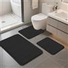 Ruioomeep Set di 3 tappeti da bagno in memory foam, antiscivolo e lavabile, morbidi tappetini da bagno e tappetini da bagno assorbenti per doccia, WC e vasca da bagno, set di tappetini da bagno antiscivolo