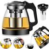 MEYAGOT Teiera in vetro con filtro da 2000 ml, teiera con colino, resistente al calore, rimovibile, con coperchio per la preparazione di tè sfuso, fiori di tè in vetro teapot