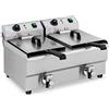 Royal Catering Friggitrice Elettrica con Rubinetti di Scarico RCEF 10DB (2 x 10 L, 230 V, 2 x 3000 W, Acciaio Inox, Plastica)