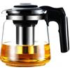 PORFOYO Teiera in vetro con filtro da 1,5 litri, vetro borosilicato resistente al calore, trasparente, ideale per cucina e casa