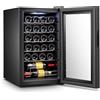 Wintem Cantinetta Refrigerata per Vino con Porta in Vetro Temperato e Struttura in Metallo - Display Touch, Luce Led, 5 Ripiani e Cestello, Nero, 220V/50Hz, 70L, 24 Bottiglie
