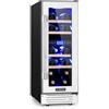 KLARSTEIN Cantinetta Vino Design da Incasso, Cantinetta Vino Refrigerata a Zona Doppia per Vino Rosso, Bianco e Birra, Controlli Touch, Frigo Vino Cantinetta per Esterno/Interno, 53L, 17 Bottiglie