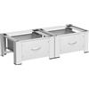 Hebitod Set di 2 supporti per lavatrice con cassetto 63 x 54 x 32 cm, colore bianco, piedistalli in acciaio rinforzato da 150 kg, grande capienza 44 x 48 x 18 cm, base universale per lavatrice
