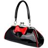 Schompi Borsa a Mano Vintage Donna, Fiocco Decorativo, Vernice, Nero Rosso
