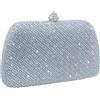 Boutique De FGG Mini Pochette con Strass per Donne, Formali, per Abito da Sposa, Borse da Sera e Pochette, Pochette in Cristallo, Argento, Mini