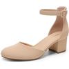 DREAM PAIRS Scarpe Tacco Blocco Donna Punta Tonda | Punta tonda, tacco blocco 5 cm, cinturino caviglia, soletta lattice 4 mm, design D'Orsay, per ufficio e feste.