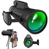 CUNTO Monoculare 12x50 con supporto per smartphone e treppiede per adulti, cannocchiale monoculare prismatico con obiettivo compatto HD impermeabile con trasparente per birdwatching caccia escursionismo