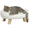 PawHut Divanetto Rialzato per Cani e Gatti con Schienale 47x40x20cm Crema | Divano per Cani Mini, Cuccia per Gatti e Animali Domestici, Sfoderabile, Rivestimento in Peluche