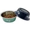 Psxixjsm 2 ciotole per cani in acciaio inox, antiscivolo, con fondo in silicone, diametro 17,5 cm, per cani e gatti