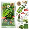 Julang Jumping Spider Enclosure Starter Kit, set di accessori per terrari piccoli rettili, serbatoio per rettili tutto in uno con supporto magnetico per piante, nasconde, distributore d'acqua, decorazioni