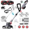 Trajinlity Decespugliatore a batteria con batteria e caricatore, 21 V per batteria Makita, con 2 batterie da 4,0 Ah, decespugliatore con spazzola per erbacce, testa orientabile a 90°, per giardino (grigio)