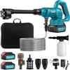RINOXAR Idropulitrice a Batteria Senza Fili, Idropulitrice Portatile Potente con 2x4400 mAh Batterie, Motore Brushless, 75 Bar, 7.5 L/min, Ugello 6 in 1, Pistola Idropulitrice per Auto Giardino Irrigazione