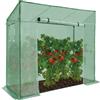 IDMarket - Serra da giardino, serra per pomodori 200 x 78 x 169 cm in acciaio + telo anti-UV con porta e 2 finestre, adatta a tutte le stag