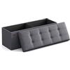SONGMICS Cassapanca Contenitore 120L, Pouf Contenitore, Panca Poggiapiedi Pieghevole, Capacità di Carico di 300 kg, Seduta Imbottita, Grigio Scuro LSF070G01