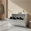 Dmora - Scarpiera Gouvry, Porta Scarpe salvaspazio, Scarpiera da Ingresso, Armadio scarpiera a 1 Anta, 100% Made in Italy, 51x17h40 cm, Bianco