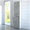 Dmora - Armadio multiuso Escolzia, Mobile lavanderia lineare a 2 Ante, Colona da bagno con cestello portabiancheria, 100% Made in Italy, 45x32h195 cm, Cemento e Bianco