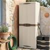 Dmora - Armadio da esterno Avelgem, Armadio balcone multiuso, Mobile porta scope 2 ante, 100% Made in Italy, 70x47h178 cm, Beige e Marrone, Finitura elegante