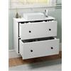 DWVO Mobile sottolavabo da bagno, 60 cm, sospeso, 2 cassetti, bianco