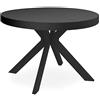 Menzzo Myriade Tavolo allungabile, Legno Metallo, Nero, Diamètre 110cmx H75 cm L110 x P160-210-260 x H75cm