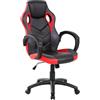 Dmora - Sedia da Gaming Caloundra, Poltrona da Gaming Adulto, Sedia da scrivania, Cm 66x61h104/114, Nero e Rosso