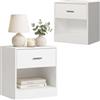 Relaxdays Set di 2 Comodini, con Cassetto e Scomparto Aperto, Bianco