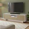 Dmora Mobile Porta TV Andromeda, Supporto per Televisione da Salotto, Credenza Bassa da Soggiorno a 2 Ante e 1 cassetto, 100% Made in Italy, 170x42h48 cm, Bianco e Beige