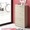 Dmora - Scarpiera Peonia, Mobile multiuso da ingresso con 3 ante a ribalta, Armadietto portascarpe a doppia profondità, 100% Made in Italy, 67x28h112 cm, Olmo