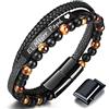 Jbniuay Regalo per la festa del papà - Bracciale da uomo con incisione - Cinturino in pelle con chiusura magnetica - Ottimo regalo per papà e uomini, 22.5 Zentimeter, Pelle