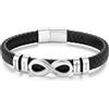 Wamantic Bracciale in Pelle Personalizzato Uomo Bracciale Infinity Inciso con Nomi/Testo Nero, Regalo per Papà/Marito/Partner per Festa del Papà, Compleanno, Natale (4 nome)