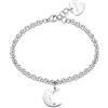 S'Agapõ Bracciale Donna in Acciaio e Cristalli con Simbolo Luna | Collezione Be My Always - SBM73