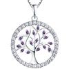 YL Collana Albero Della Vita Argento 925 Pendente Gioielli con Zirconia Albero di Famiglia Idee Regalo per Donna, Catena 45+5cm