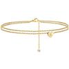 TINGN Cavigliere a Strati con Iniziali a Cuore in Oro per Donne Ragazze, Cavigliere a Forma di Cuore con Lettere a Strati Fatte a Mano in Dorato Oro 14k per Donne Gioielli da Spiaggia Regali per Donne