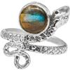 Silver Palace Anello in argento Sterling 925 con labradorite naturale con struttura a serpente per donne e ragazze