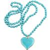 Vynetra Collana con perline turchesi per le donne con ciondolo a forma di cuore grande girocollo vintage lungo maglione catena accessori