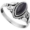 81stgeneration Anello in Argento Sterling 925 con Cristallo Onice Marquise | Pietra Preziosa Incastonata | Anello Nero Gotico in Stile Vintage | Design Indiano a Spirale