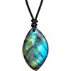 LLUXIA Collana in labradorite naturale, pietra naturale, ciondolo irregolare con cordino regolabile, gioiello energetico per uomini e donne