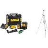 DeWalt, DᴇWalt, DCE089D1G, QW Laser 3 Linee 360° XR Litio 10,8V, 2,0Ah, Giallo/Nero, Raggio Verde & DE0881T-XJ 1/4-20 Alum Tripod