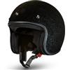 CRUIZER Casco Jet Moto Scooter Glitter Nero Lucido (M)