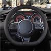 DZSHONGXINSM Copri Volante Per Suzuki Per Swift 2017-2021 D Shape Coprivolante Auto In Microfibra Pelle + Accessori In Fibra Carbonio Custodia Volante Auto(Nero)