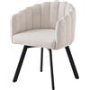 SUPPNEED Sedie girevoli per sala da pranzo, sedie imbottite da cucina con braccioli, poltrona soggiorno, con gambe in metallo (tela di lino, beige)