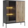 Vente-unique - Vetrina 2 ante con LED in MDF e Vetro fumé Nero e le - OVILA