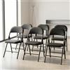 pro.tec Set di 6 Sedie da Conferenza con Telaio Pieghevole in Metallo Sedie da Ufficio Studio Pranzo Visitatore con Schienale e Seduta Imbottiti in Similpelle 80 x 46 x 50 cm - Nero
